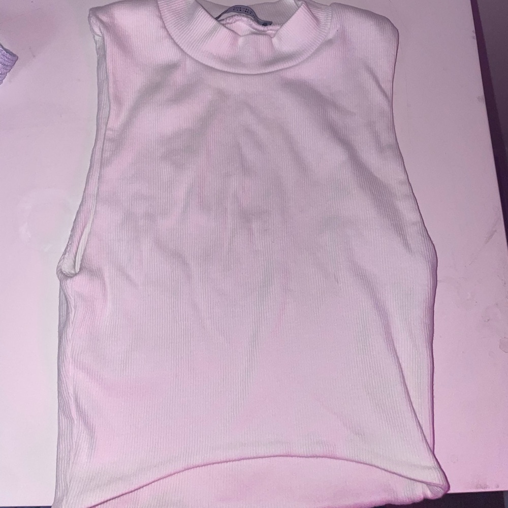 Zara ribbed t shirt white